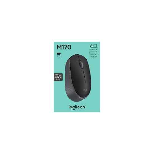 Logitech M170 2. 4GHz Wireless 3-Button Optical Scroll Mouse w/Nano USB Receiver (Black)