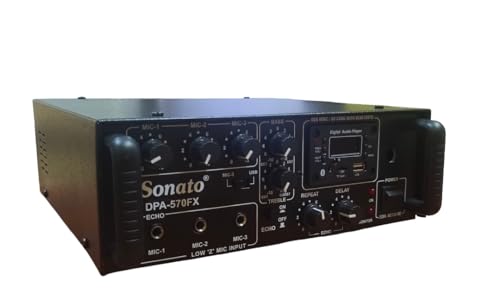 SONATO Amplifier DPA 570 FX 3 MIC & 1 AUX inputs, 50w RMS/65w Max, Digital Player MP3 with USB Reader FM,Remote Control.