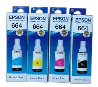 T664 Original Ink Compatible for Epson L100, L110, L130, L200, L210, L220, L300, L310, L350, L355, L360, L365, L380, L455, L550, L555, L565 Printers (Multicolour)