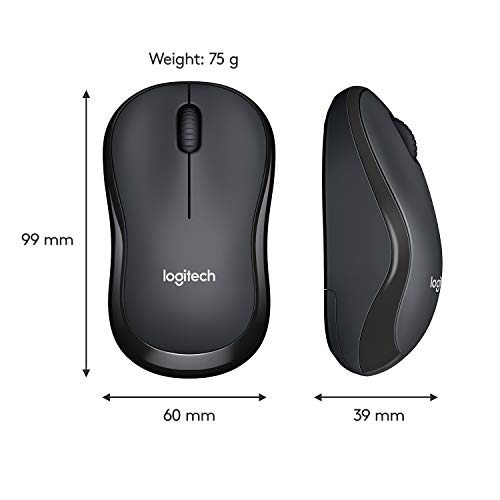 Logitech M221 Wireless Mouse, Silent Buttons, 2.4 GHz with USB Mini Receiver, 1000 DPI Optical Tracking, 18-Month Battery Life, Ambidextrous PC/Mac/Laptop - Black