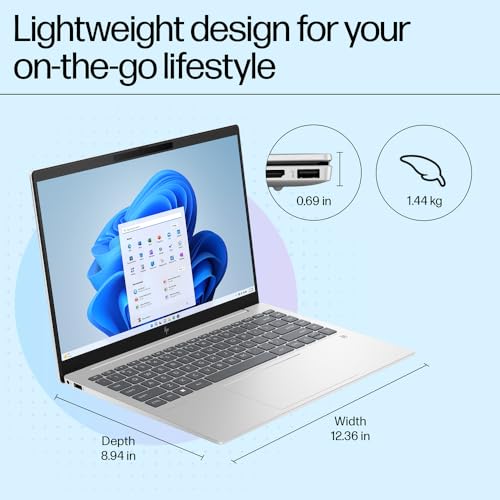 HP Pavilion Plus, 13th Gen Intel Core i5-1335U Laptop (16GB DDR5, 512GB SSD) IPS WUXGA Anti-Glare, 14"/35.6cm, Win 11, Office 21, Silver, 1.44kg, Intel Iris Xe Graphics, 5MP IR Camera, ew0116TU