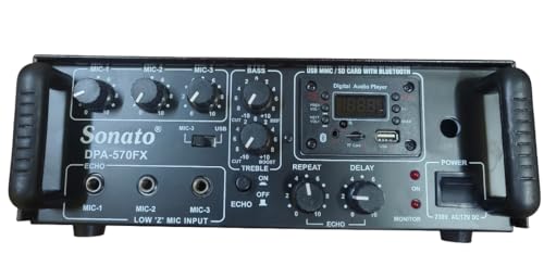 SONATO Amplifier DPA 570 FX 3 MIC & 1 AUX inputs, 50w RMS/65w Max, Digital Player MP3 with USB Reader FM,Remote Control.