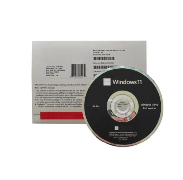 Microsoft Windows 11 Pro 64-Bit OEM DVD Lifetime (for New System Installation)