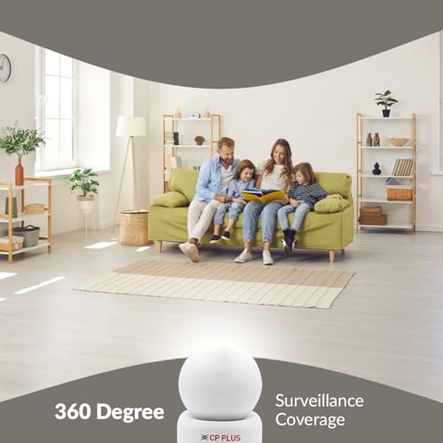 CP PLUS 2MP Full HD Smart Wi-fi CCTV Home Security Camera | 360° with Pan Tilt | 2Way Talk | Cloud Monitor | Motion Detect | Night Vision | Supports SD Card (Upto 128 GB), Alexa & Ok Google | CP-E21A
