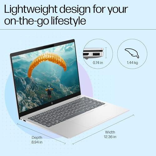 HP Pavilion Plus, Enhanced by AI, Intel Core Ultra 5 125H, 14-inch, WQXGA, 16GB LPDDR5x, 512GB SSD, Intel Arc Graphics, 5MP IR Camera/w Privacy Shutter, Backlit KB (Win 11, Silver, 1.44 kg) ew1074TU