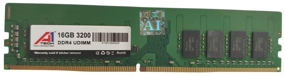 A1TECH 16GB DDR4 3200 MHz CL22 Desktop RAM Memory Computer Speed and Performance Memory, (Support Only Intel Motherboard) (3 Years Warranty)