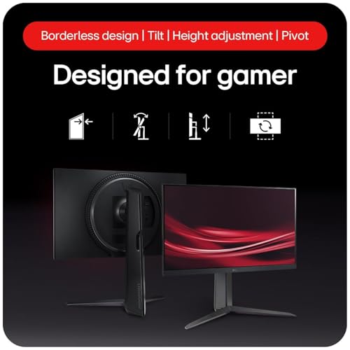 LG Ultragear 24GS65F IPS Full HD Gaming Monitor, 24 Inch, 1920 X 1080, 1ms, 180Hz, HDR 10, NVIDIA G-Sync Compatible, AMD FreeSync, Height/Pivot/Tilt Adjustable Stand, Borderless Design, DP, HDMI