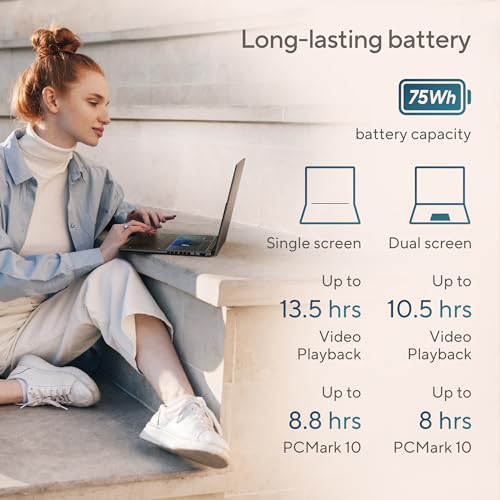 ASUS Zenbook Duo OLED (2024), 14" (35.56cm) FHD OLED Touch Display, Intel Core Ultra 9 185H, Built-in AI, Dual Screen Laptop (32GB/1TB SSD/Intel Arc Graphics/Win11/Gray/1.65 Kg), UX8406MA-QL961WS