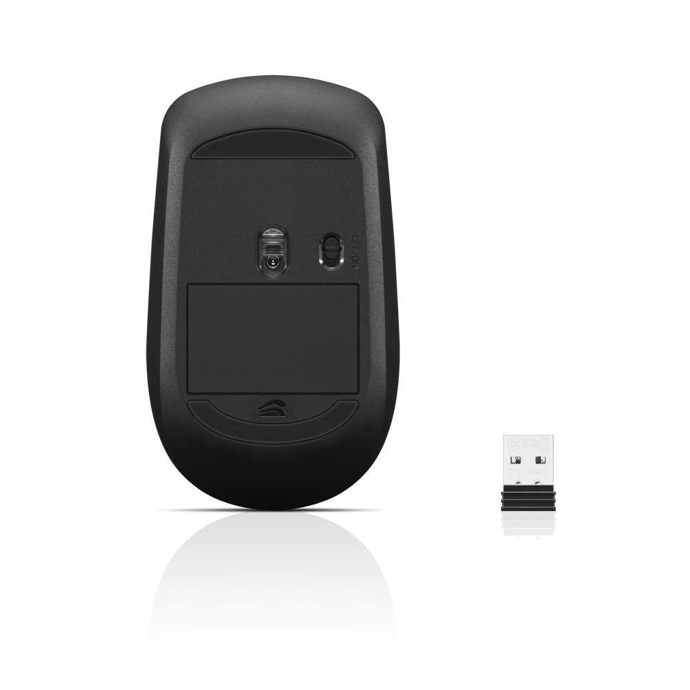 Lenovo 400 Wireless Mouse, 1200DPI Optical Sensor, 2.4GHz Wireless Nano USB, 3-Button (Left,Right,Scroll) Upto 8M Left/Right & 100K Scroll clicks & 1yr Battery, Ambidextrous, Ergonomic GY50R91293
