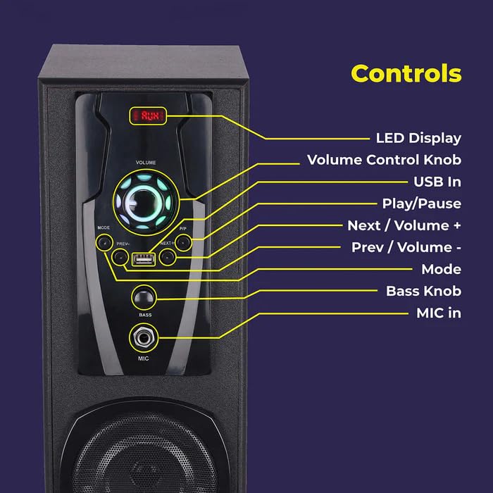 ZEBRONICS Legend Wireless BT/USB/FM/AUX/MIC Input LED Display