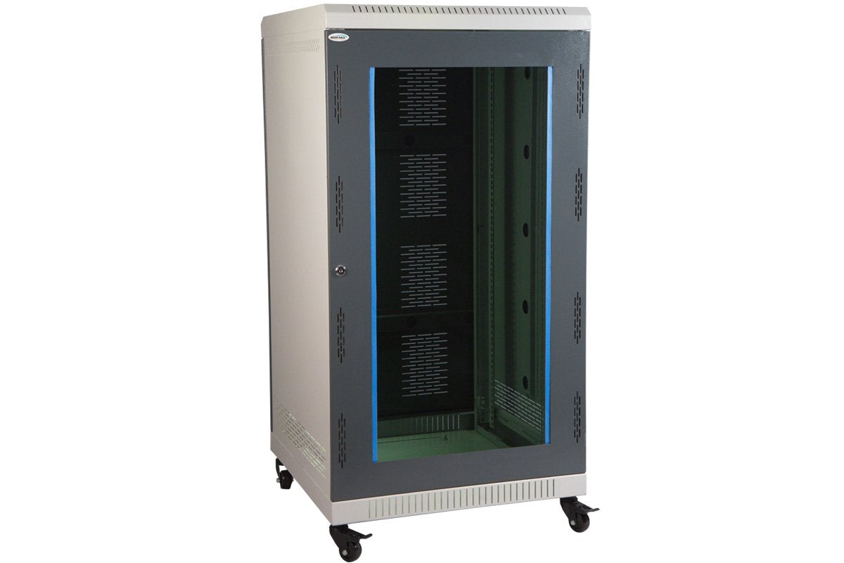 MASS RACK 22U 600X600mm Floor Standing Network Rack with Power Strip 6 Socket, Server Tray(2 Nos.), Cable Organiser 1U Closed, 4 Fans & Hardware Kit-Cage Nut Assembly - Combo Pack