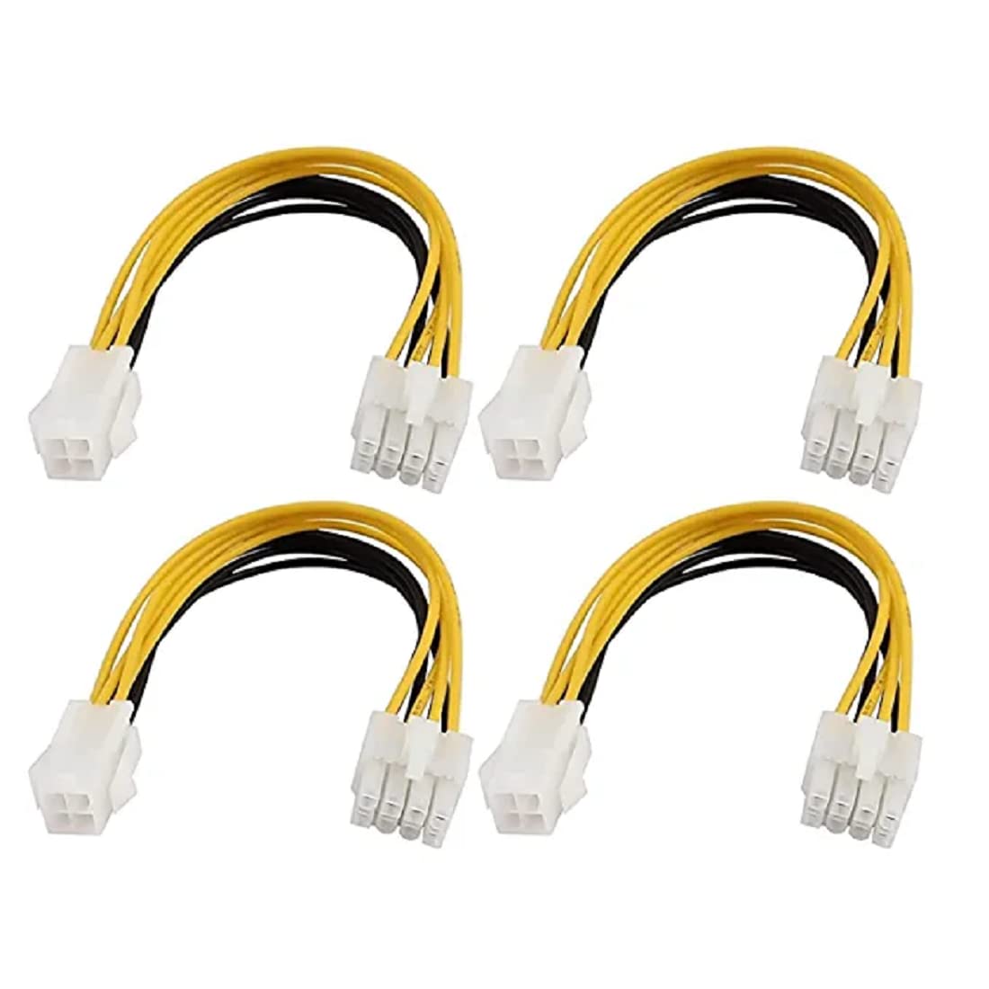 HRtronics® - 4 Pin Male to 8 Pin Female ATX CPU Power Connector Extension Cable Adapter CPU Power Supply EPS Power Cord 4-Pin to 8-Pin Motherboard ATX, 17cm, (5 pcs)