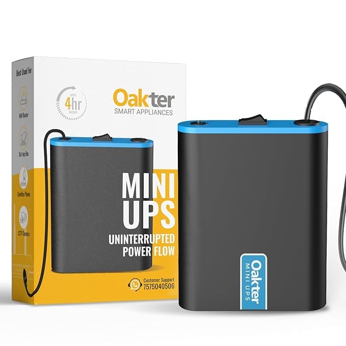 Oakter Mini UPS for 12V WiFi Router Broadband Modem | Backup Upto 4 Hours | WiFi Router UPS Power Backup During Power Cuts | UPS Broadband Modem (12 Volt Backup Upto 4 HRS)