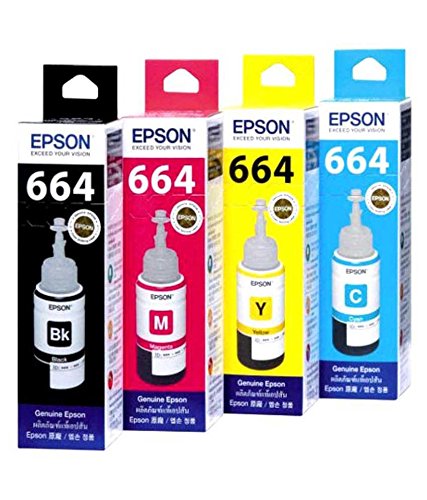 T664 Original Ink Compatible for Epson L100, L110, L130, L200, L210, L220, L300, L310, L350, L355, L360, L365, L380, L455, L550, L555, L565 Printers (Multicolour)
