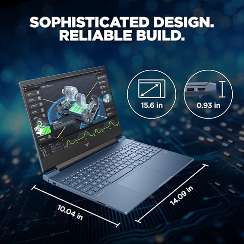 HP Victus, 12th Gen Intel Core i7-12650H,NVIDIA RTX 3050, 16GB DDR4, 512GB SSD (Win11, Office21, Blue,2.3kg) 144Hz, 9MS, IPS, 15.6-inch(39.6cm), Flicker-Free Gaming Laptop, Enhanced Cooling, fa1382TX