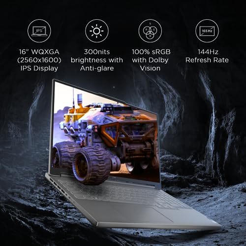 Lenovo Legion Slim 5 AI Powered Ryzen 7 7840HS | AMD NVIDIA RTX 4050 6GB (16GB RAM/512GB SSD/16 Inches (40.64cm)/144Hz/Windows 11/MS Office 21/3 Month Game Pass/Grey/2.4Kg), 82Y9009KIN Gaming Laptop