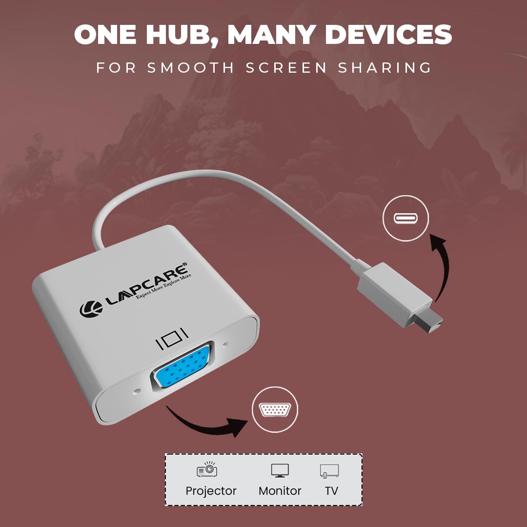 LAPCARE Mini DP to VGA Converter with 20CM Cable