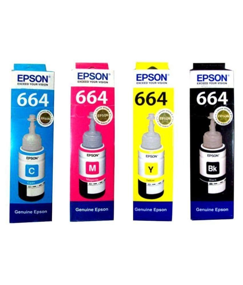 T664 Original Ink Compatible for Epson L100, L110, L130, L200, L210, L220, L300, L310, L350, L355, L360, L365, L380, L455, L550, L555, L565 Printers (Multicolour)
