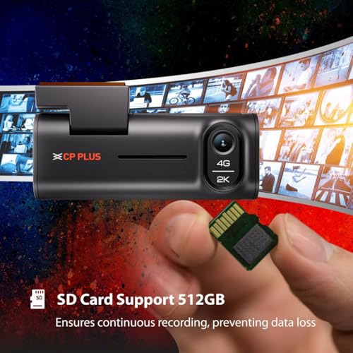 CP PLUS 2K 4G Dashcam | 4MP Resolution| Live GPS Tracking | 4G LTE Connectivity & Built-in Microphone | Supports G Sensor | Supports SD Card Upto 512GB Max | CP-G41