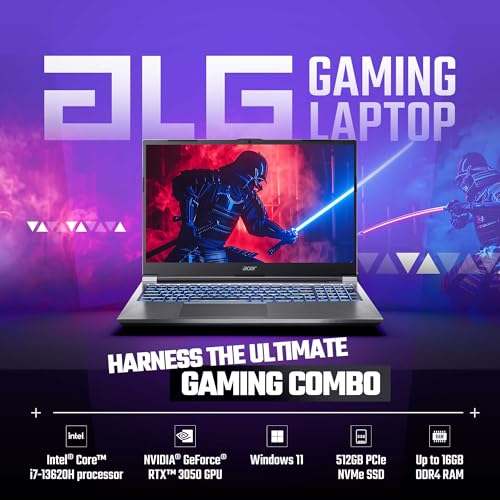 Acer ALG, Intel Core i7-13th Gen 13620H Processor, NVIDIA GeForce RTX 3050-6GB(16GB/512GB) FHD, 39.62cm(15.6"), 144Hz, Windows 11 Home, Steel Gray, 1.99KG, AL15G-53, Premium Metal Body,Gaming Laptop