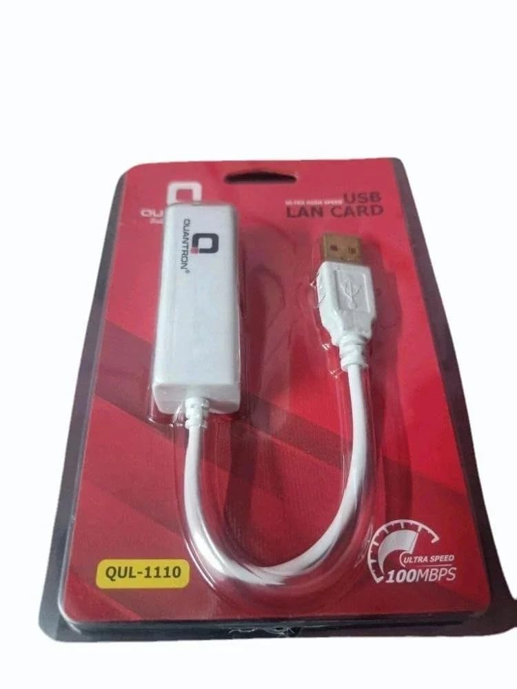 QUANTRON QUL-1110 USB LAN Card | Ethernet Adapter for Stable Wired Connection | High-Speed Network Adapter | Plug & Play for Laptops, PCs, and More
