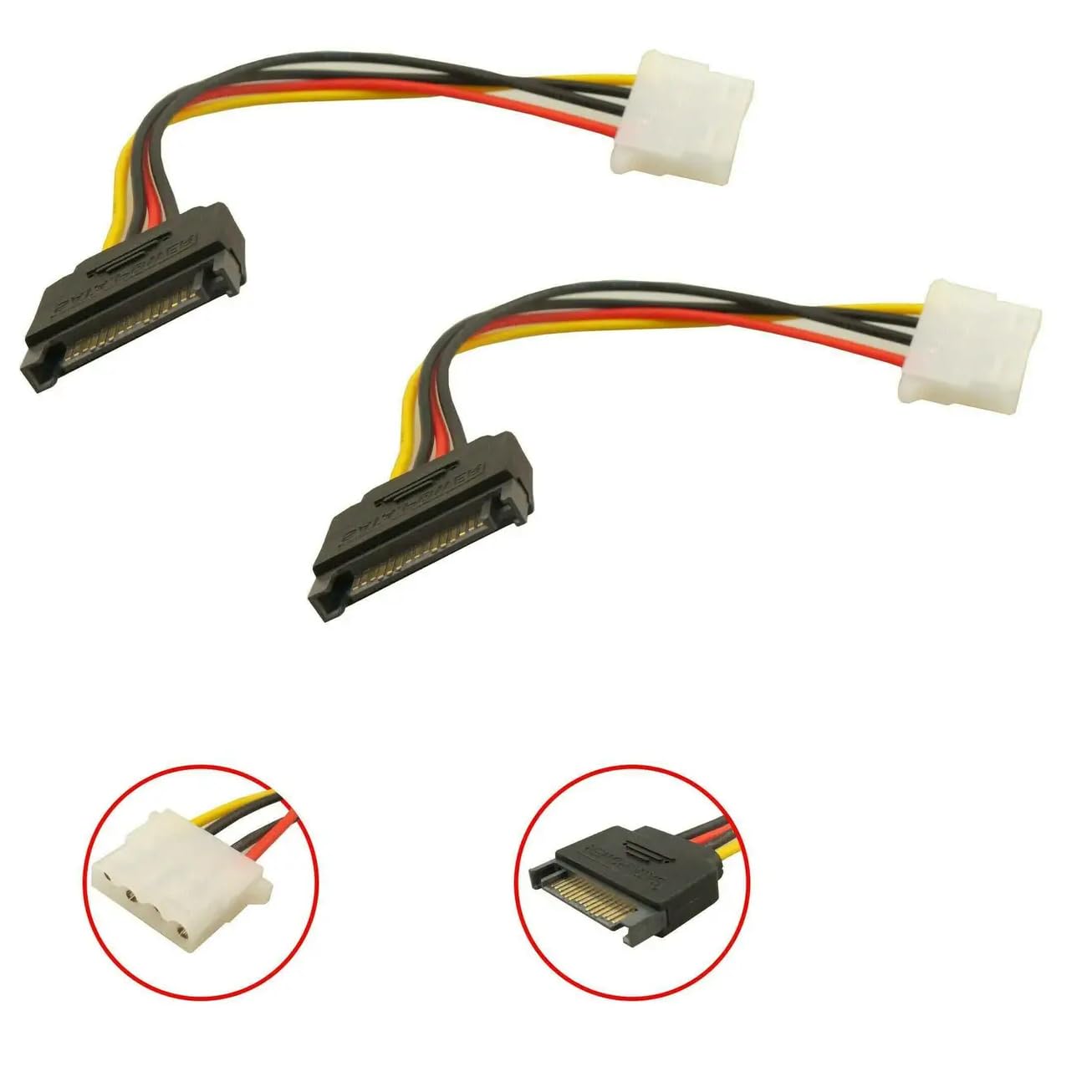 PARUHT 2-Pack IDE to SATA Connector, PSU Component for 15-Pin Sata Male Power to 4-Pin Molex Power Supply for LP4 Devices