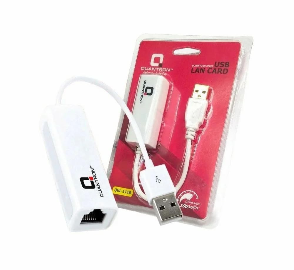 QUANTRON QUL-1110 USB LAN Card | Ethernet Adapter for Stable Wired Connection | High-Speed Network Adapter | Plug & Play for Laptops, PCs, and More