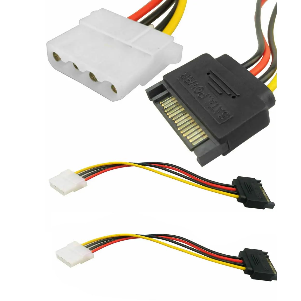 PARUHT 2-Pack IDE to SATA Connector, PSU Component for 15-Pin Sata Male Power to 4-Pin Molex Power Supply for LP4 Devices