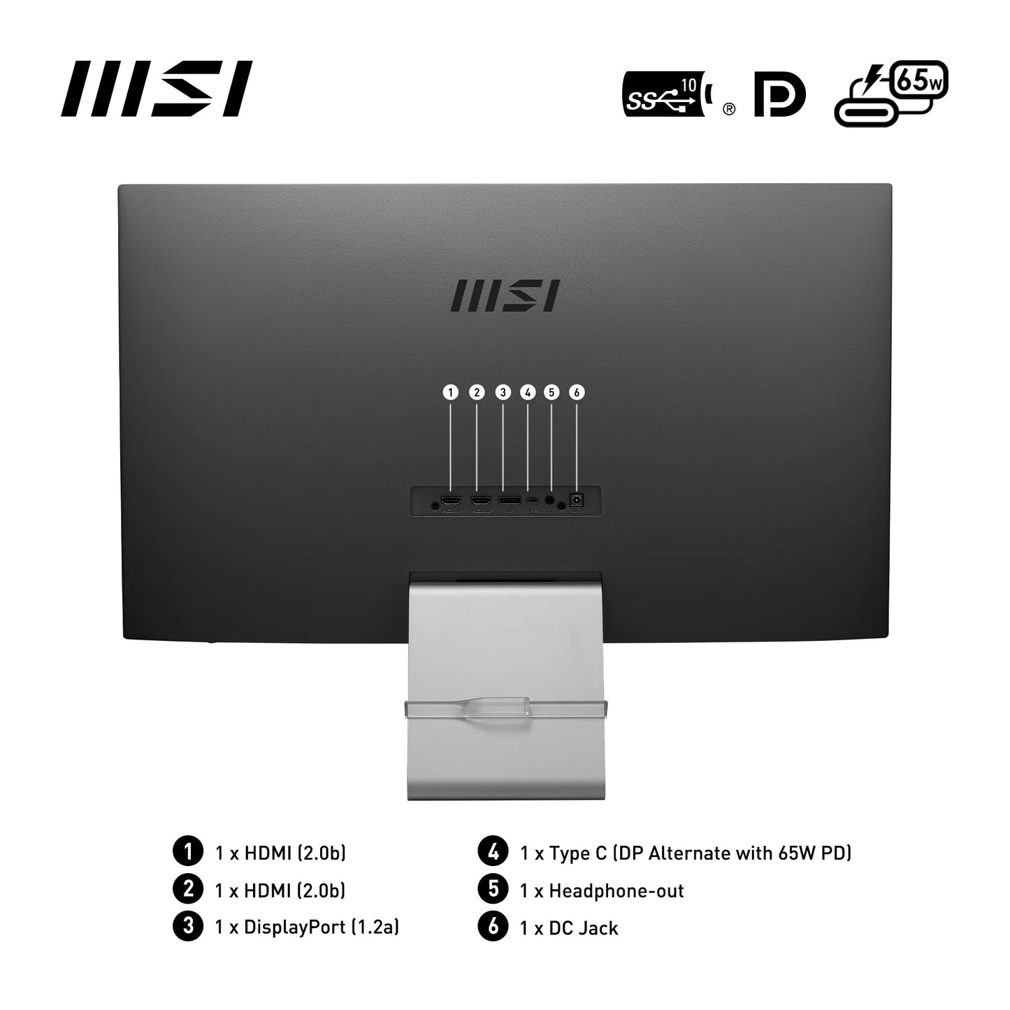 MSI Modern MD271UL 27 Inch 4K Uhd Professional Productivity Monitor 3840 x 2160 IPS Panel, Eye-Friendly Screen, 99% DCI-P3/139% SRGB Colour Gamut - 2X HDMI 2.0b, DP 1.2a, USB Type-C (65W PD), Silver