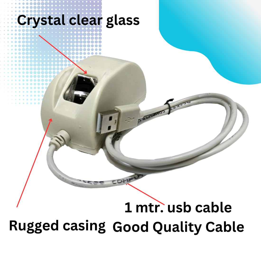 FM220U L1 UIDAI Certified USB Optical Biometric Scanner with 1YEAR RD Service
