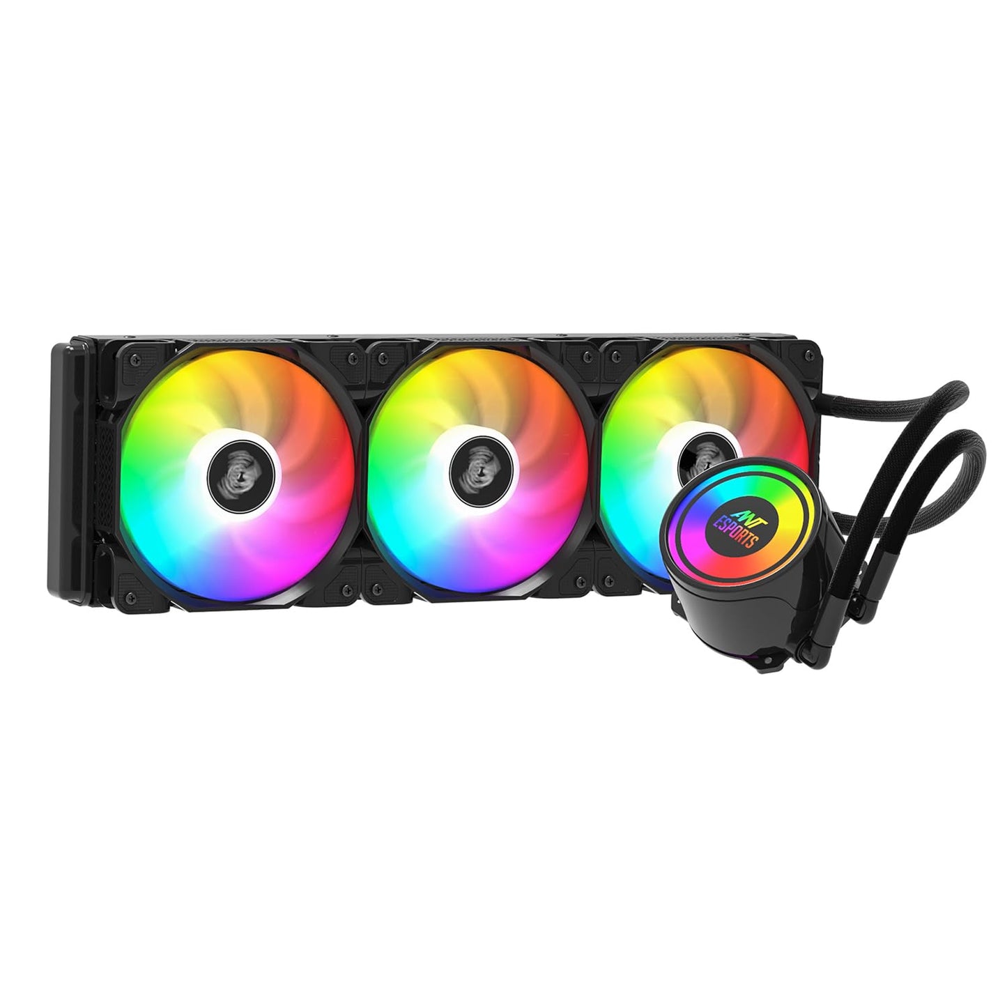 Ant Esports ICE-360 360mm Addressable RGB 2600RPM AIO I CPU Liquid Cooler - Black I Support Intel - LGA115X/1200/1700/1366/2011/2066 , AMD - FM1/FM2/AM2//AM2+/AM3/AM3+/AM4/AM5