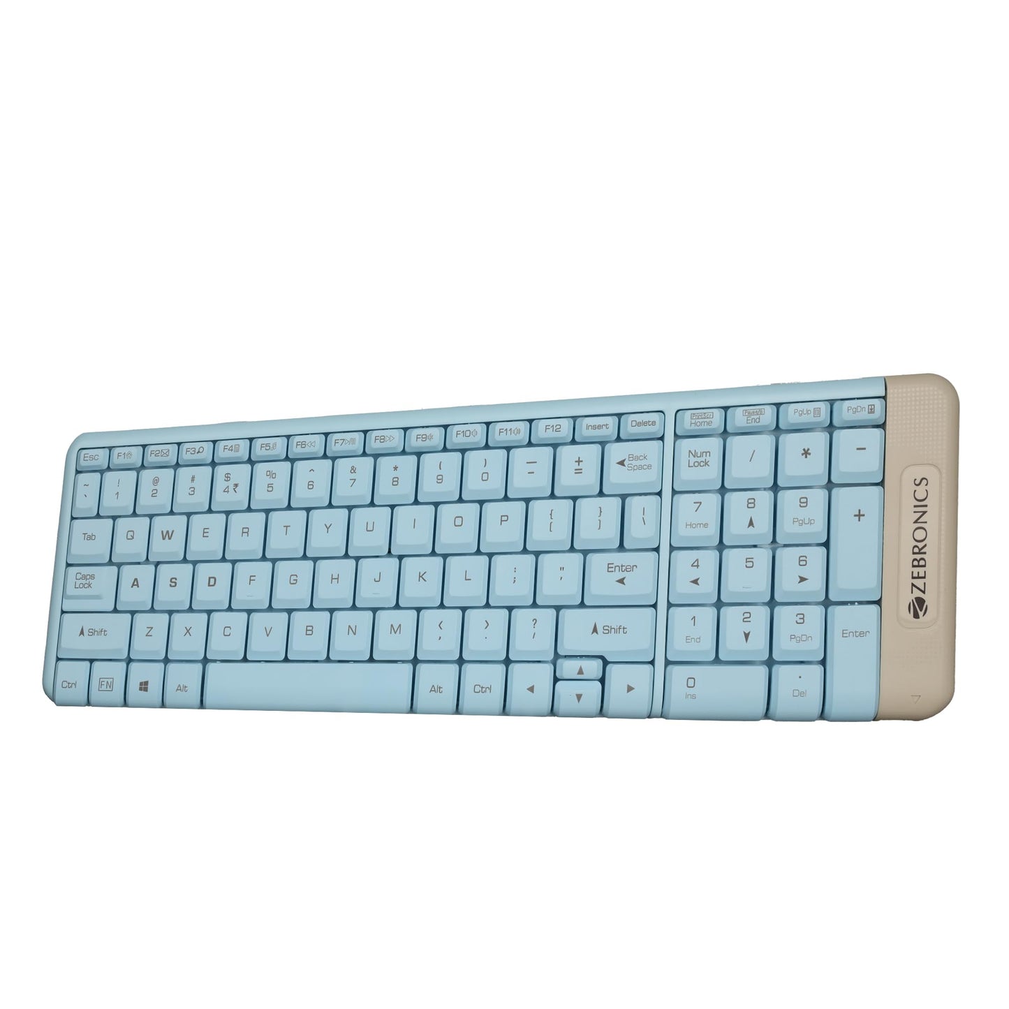 ZEBRONICS Companion 104 2.4GHz Wireless Keyboard & Mouse Combo, 100 Keys, Laser Printed Keycaps, Integrated Multimedia Keys, 3 Button Mouse, 1200 DPI, High Precision, Advanced Optical Sensor (Blue)