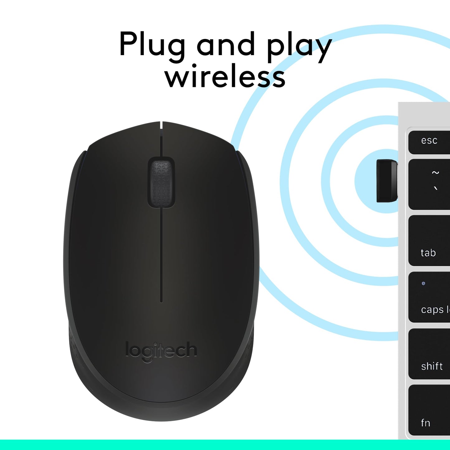 Logitech M170 2. 4GHz Wireless 3-Button Optical Scroll Mouse w/Nano USB Receiver (Black)