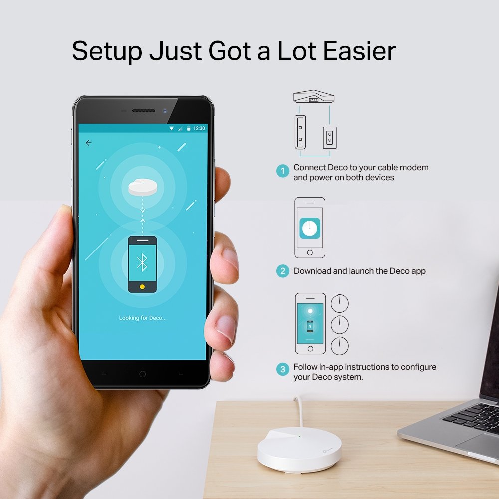 TP-Link Deco Whole Home Mesh WiFi System Up to 5,500 sq. ft. Coverage and 100+ Devices, Wireless Router/WiFi Extender Replacement, Support Parental Controls/Anitivirus, Seamless Roaming(Deco M5)