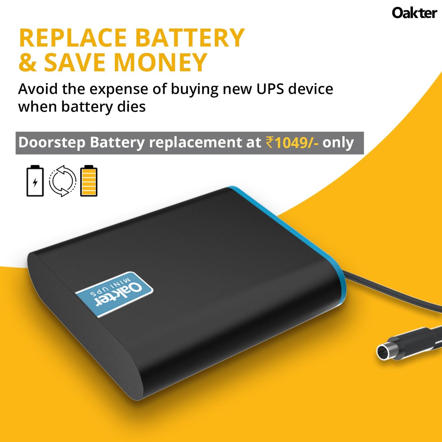Oakter Mini UPS for 12V WiFi Router Broadband Modem | Backup Upto 4 Hours | WiFi Router UPS Power Backup During Power Cuts | UPS Broadband Modem (12 Volt Backup Upto 4 HRS)