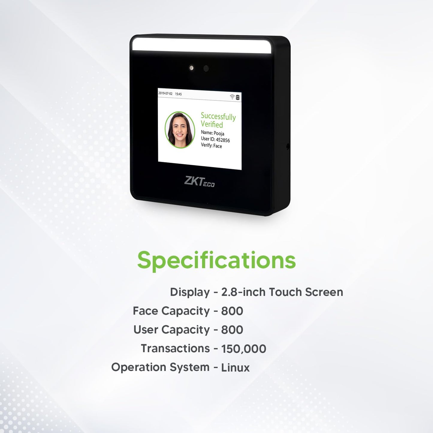 ZKTeco MiniTA Touchless Face Recognition Attendance & Access Control Terminal | WiFi, Mobile App, Free Web-Based Software | Ideal for Office