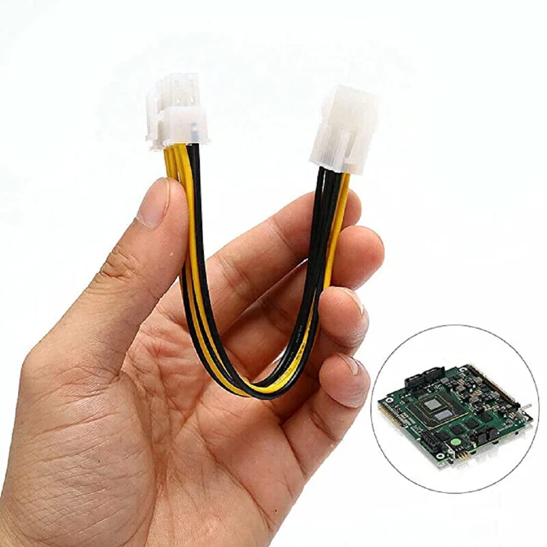 HRtronics® - 4 Pin Male to 8 Pin Female ATX CPU Power Connector Extension Cable Adapter CPU Power Supply EPS Power Cord 4-Pin to 8-Pin Motherboard ATX, 17cm, (5 pcs)
