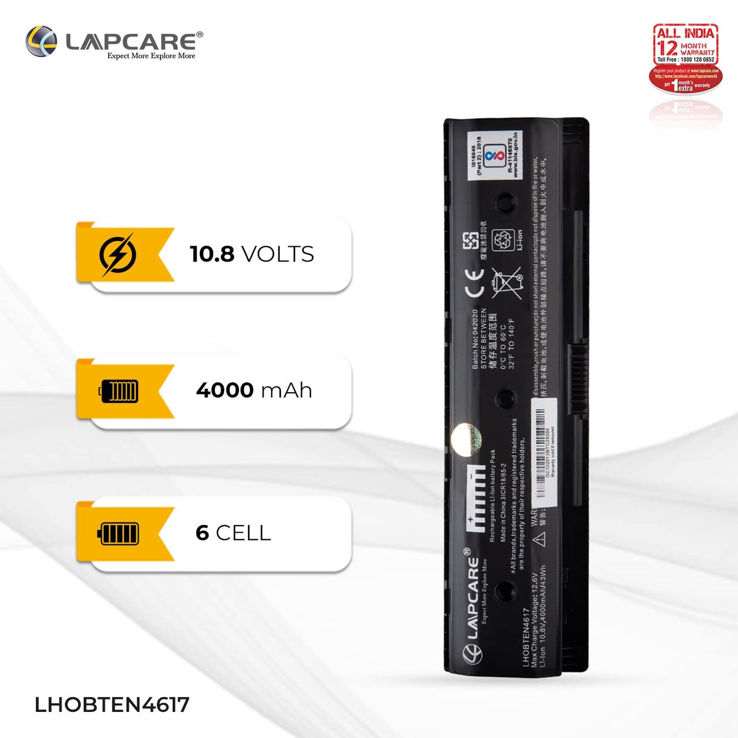 Lapcare PI06 Notebook Battery for HP Envy 17-J, Envy 15-J, Envy 15-Q, Pavilion 14-E, 15-E, 17-E Series PN: 710417-001 HSTNN-LB4O