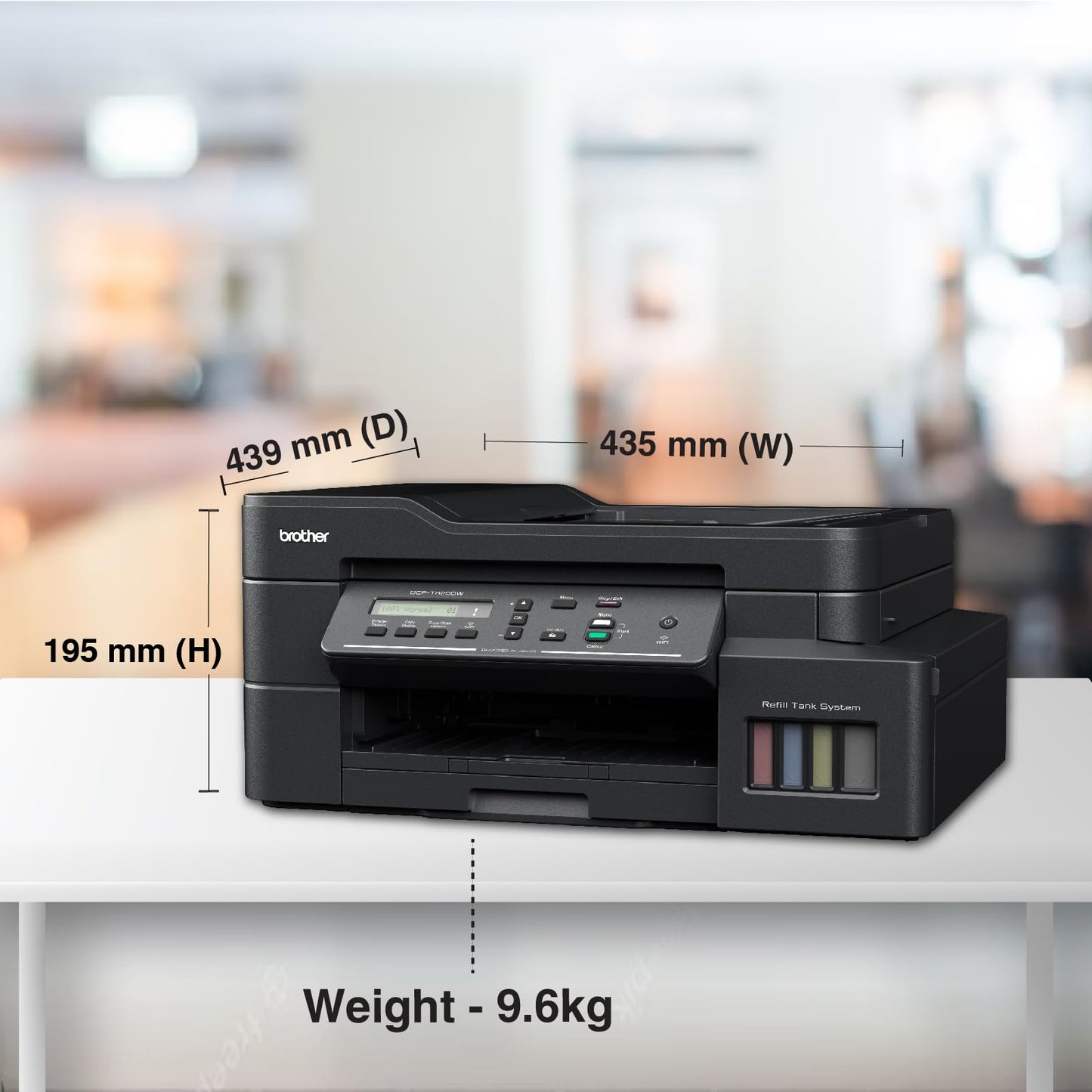 Brother Ink Tank DCP-T820DW WIFI Auto Duplex Color Multifunction Printer (Print Scan Copy), ADF, LCD, LAN, Print Up to 7.5K Pages Black & 5K in Color Each for (CMY), Extra Black Ink, Free Installation