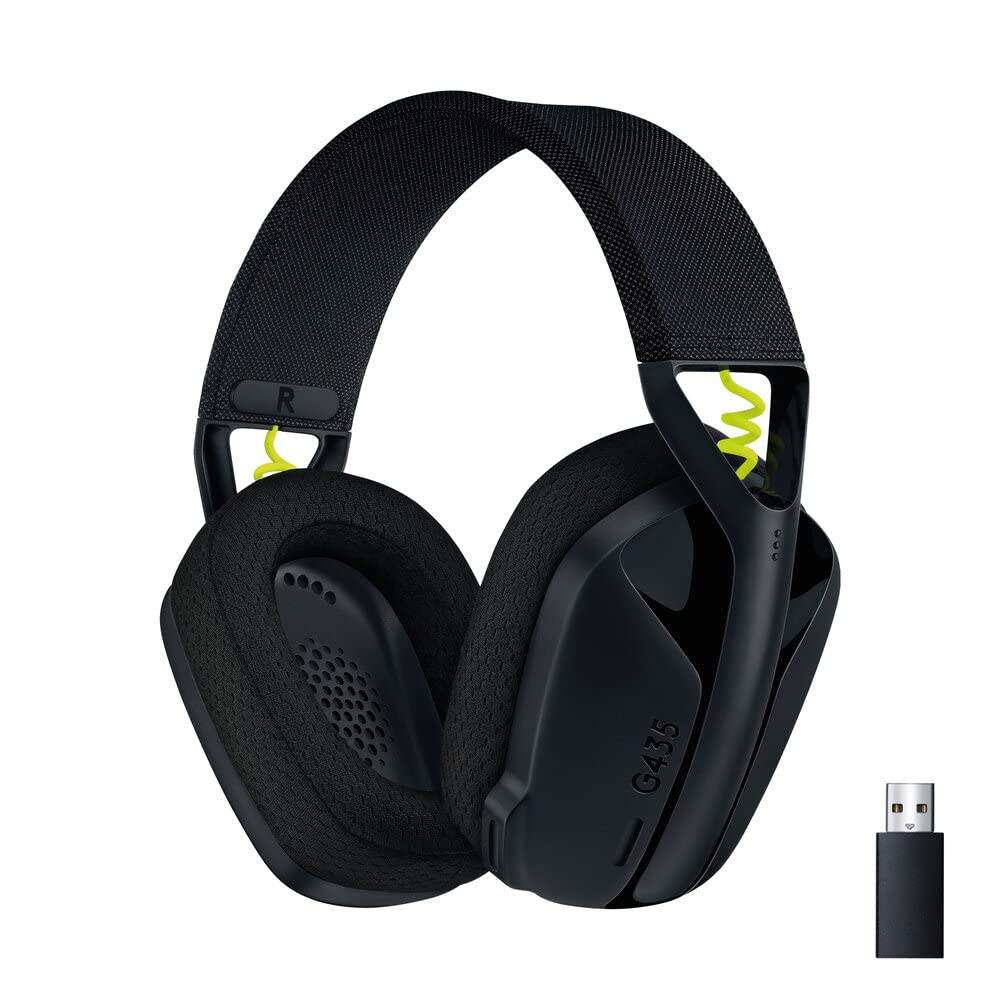 Logitech G435 Light Speed and Lightweight Gaming Bluetooth Wireless Over Ear Headphones with Mic, 18H Battery, Compatible for Dolby Atmos, Pc, Ps4, Ps5, Mobile - (Black)