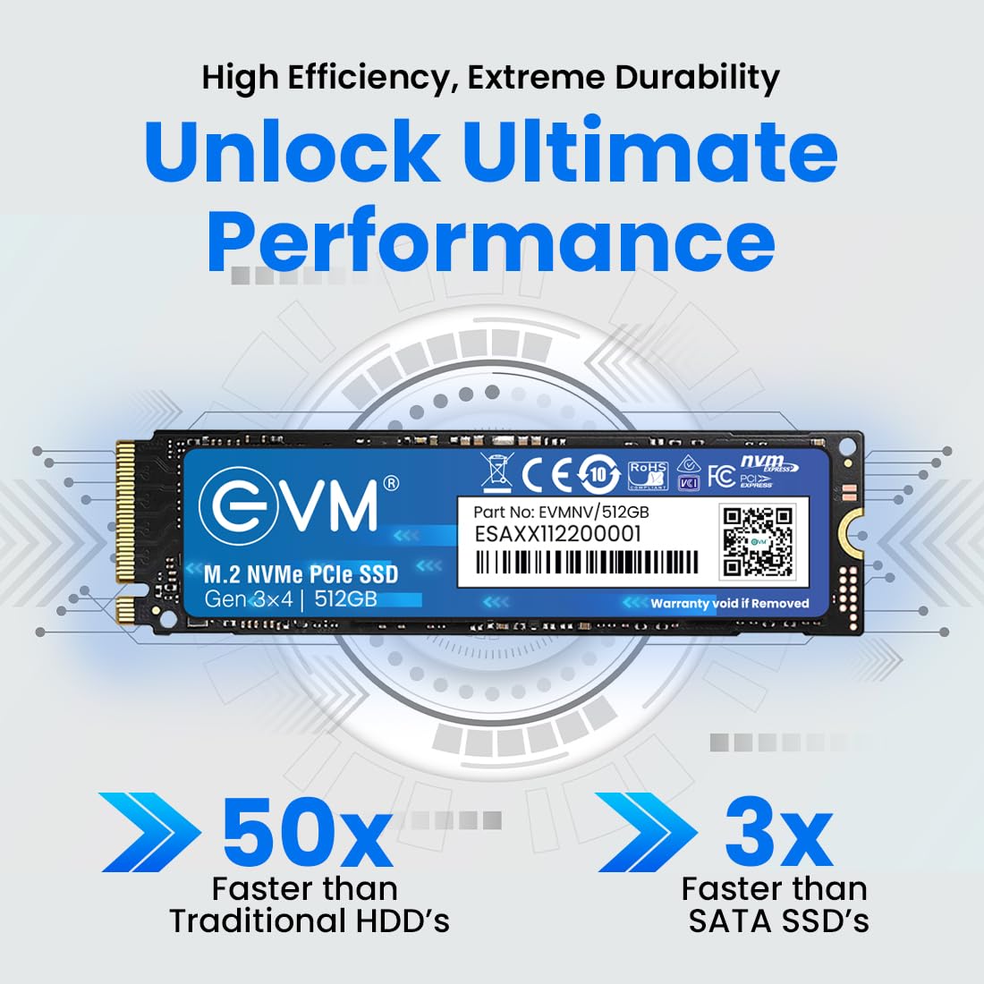 EVM 512GB Gen 3 NVMe (2280) InternalSSD - 3200MB/s Read - PCIe Gen 3x4-5-Year Warranty (EVMNV/512GB)