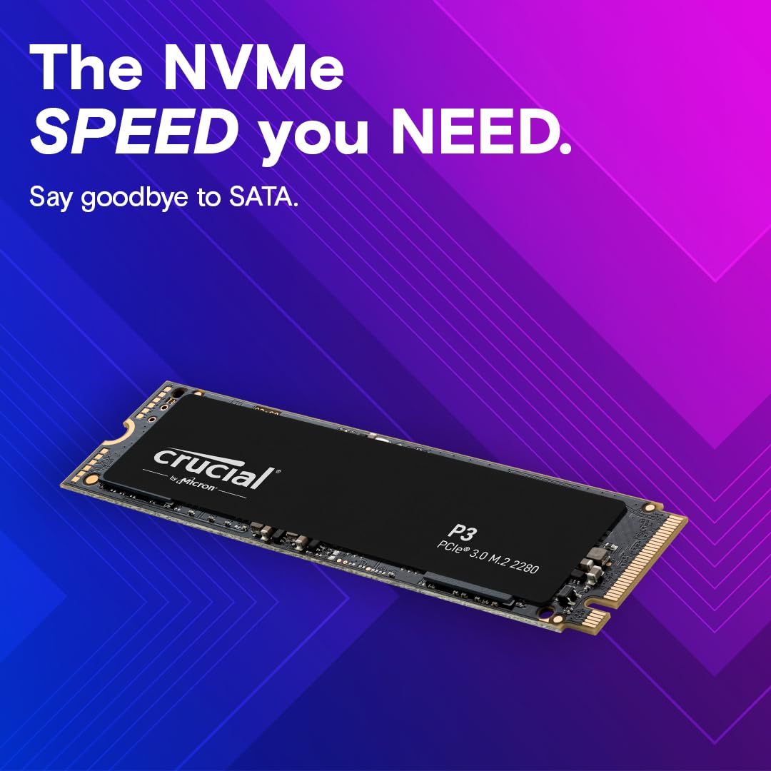 Crucial P3 Plus 500GB PCIe 4.0 3D NAND NVMe M.2 SSD, up to 4700MB/s - CT500P3PSSD8