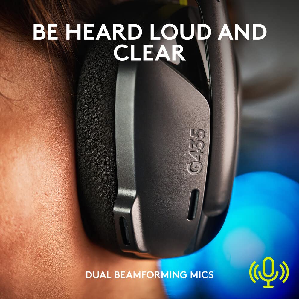 Logitech G435 Light Speed and Lightweight Gaming Bluetooth Wireless Over Ear Headphones with Mic, 18H Battery, Compatible for Dolby Atmos, Pc, Ps4, Ps5, Mobile - (Black)