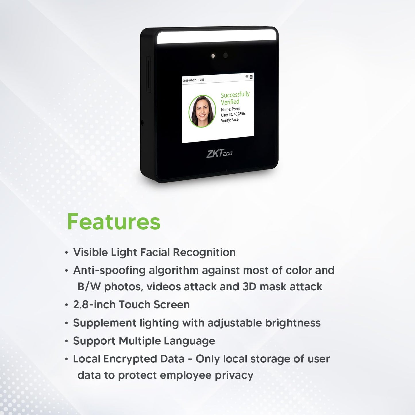 ZKTeco MiniTA Touchless Face Recognition Attendance & Access Control Terminal | WiFi, Mobile App, Free Web-Based Software | Ideal for Office