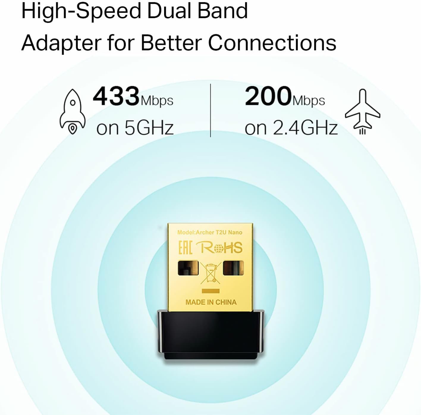 TP-Link Nano AC600 USB Wi-Fi Adapter(Archer T2U Nano)- 2.4G/5G Dual Band Wireless Network Adapter for PC Desktop Laptop, Mini Travel Size, Supports Windows 11,10, 8.1, 8, 7, XP/Mac OS 10.9-10.15