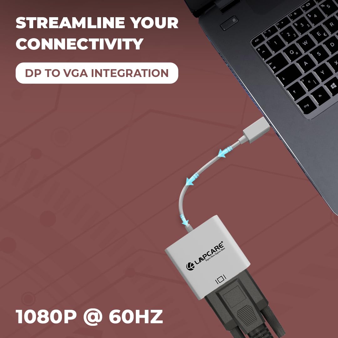 LAPCARE Mini DP to VGA Converter with 20CM Cable