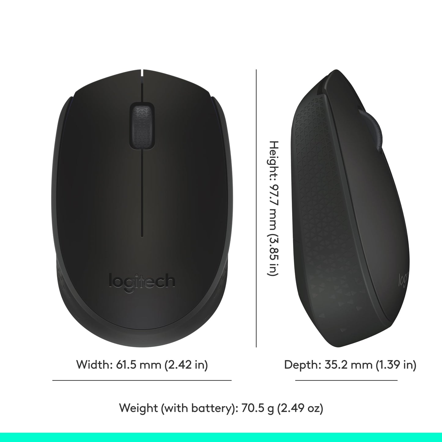 Logitech M170 2. 4GHz Wireless 3-Button Optical Scroll Mouse w/Nano USB Receiver (Black)