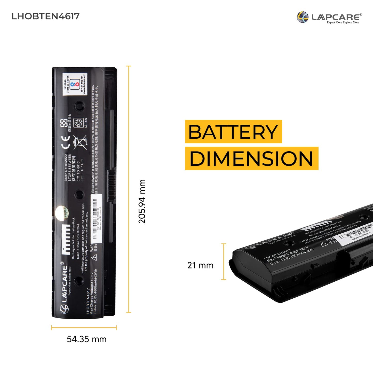 Lapcare PI06 Notebook Battery for HP Envy 17-J, Envy 15-J, Envy 15-Q, Pavilion 14-E, 15-E, 17-E Series PN: 710417-001 HSTNN-LB4O