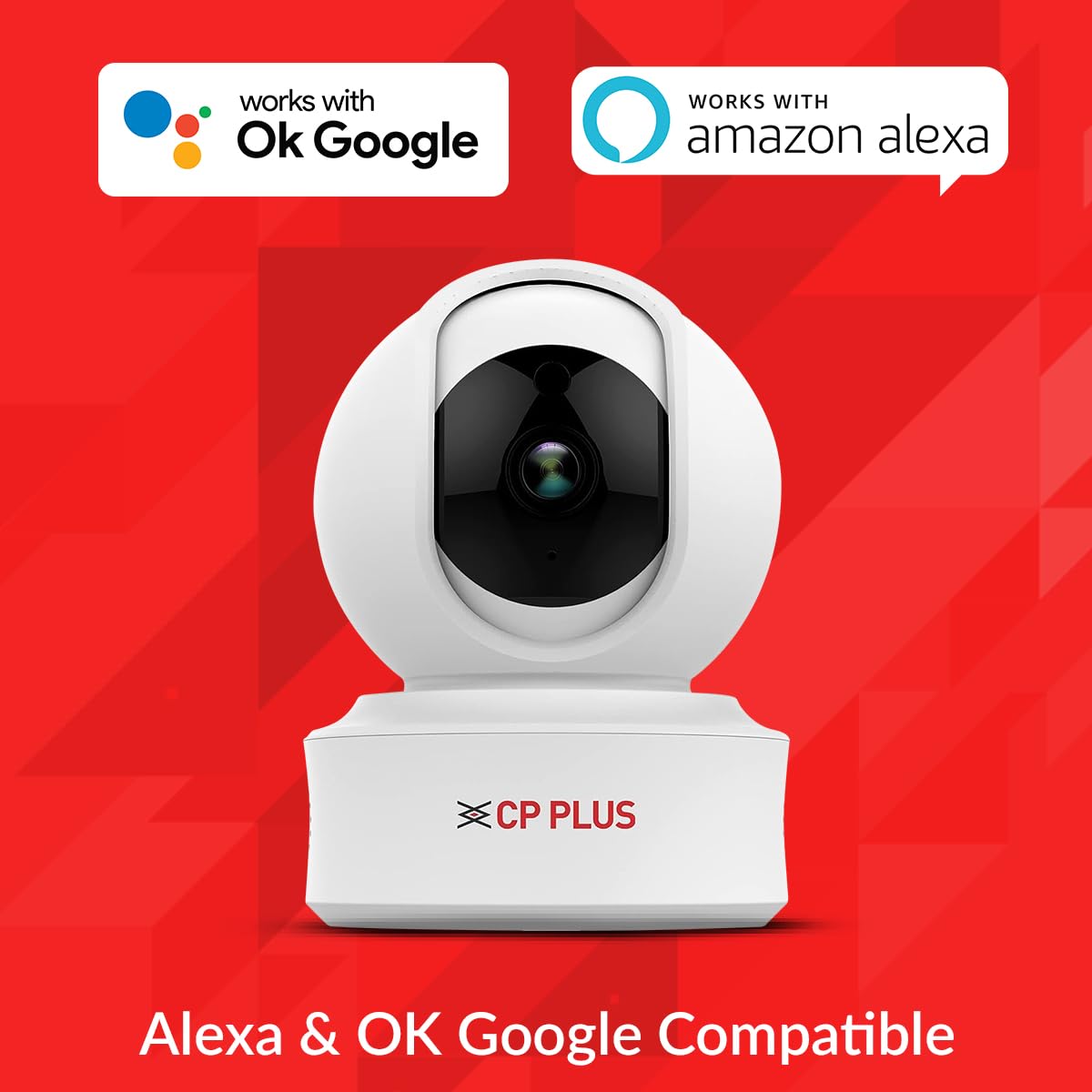 CP PLUS 2MP Full HD Smart Wi-fi CCTV Home Security Camera | 360° with Pan Tilt | 2Way Talk | Cloud Monitor | Motion Detect | Night Vision | Supports SD Card (Upto 128 GB), Alexa & Ok Google | CP-E21A