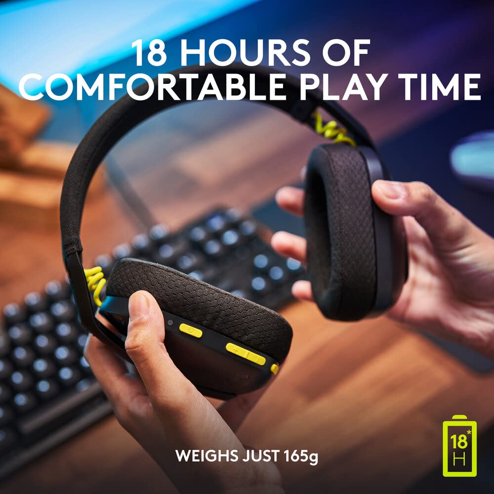 Logitech G435 Light Speed and Lightweight Gaming Bluetooth Wireless Over Ear Headphones with Mic, 18H Battery, Compatible for Dolby Atmos, Pc, Ps4, Ps5, Mobile - (Black)